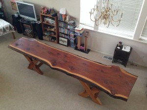Redwood slab live edge table         